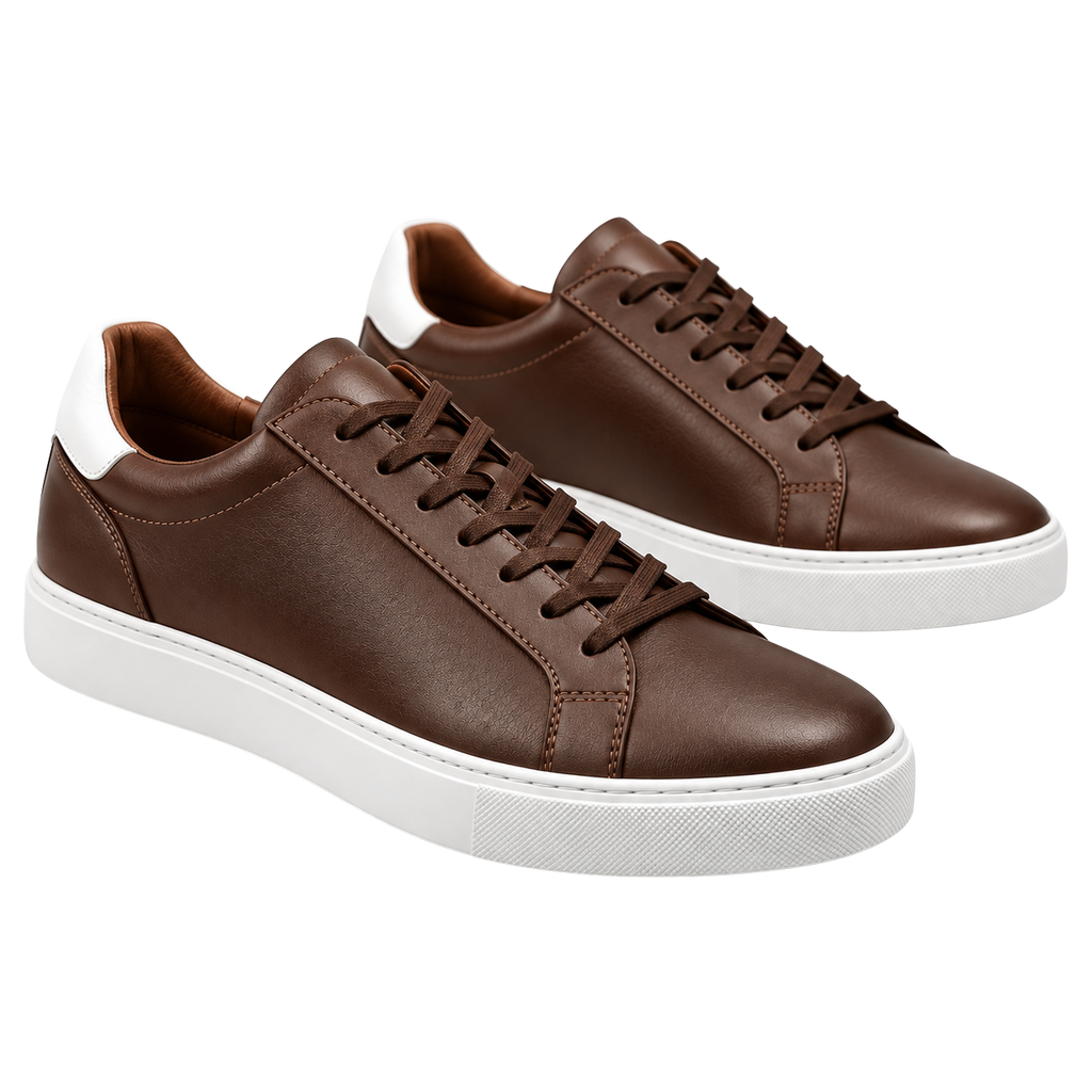 Brown Leather Low-Top Trainers – White Sole | Klonnor Mounther