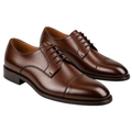 Brown Cap-Toe Leather Derby Shoes | Klonnor Mounther