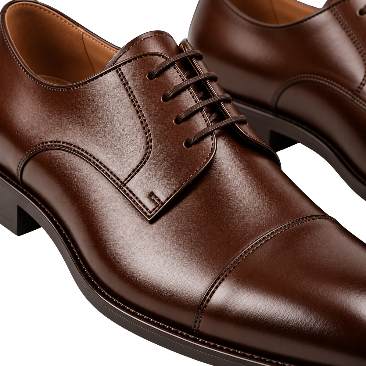 Brown Cap-Toe Leather Derby Shoes | Klonnor Mounther