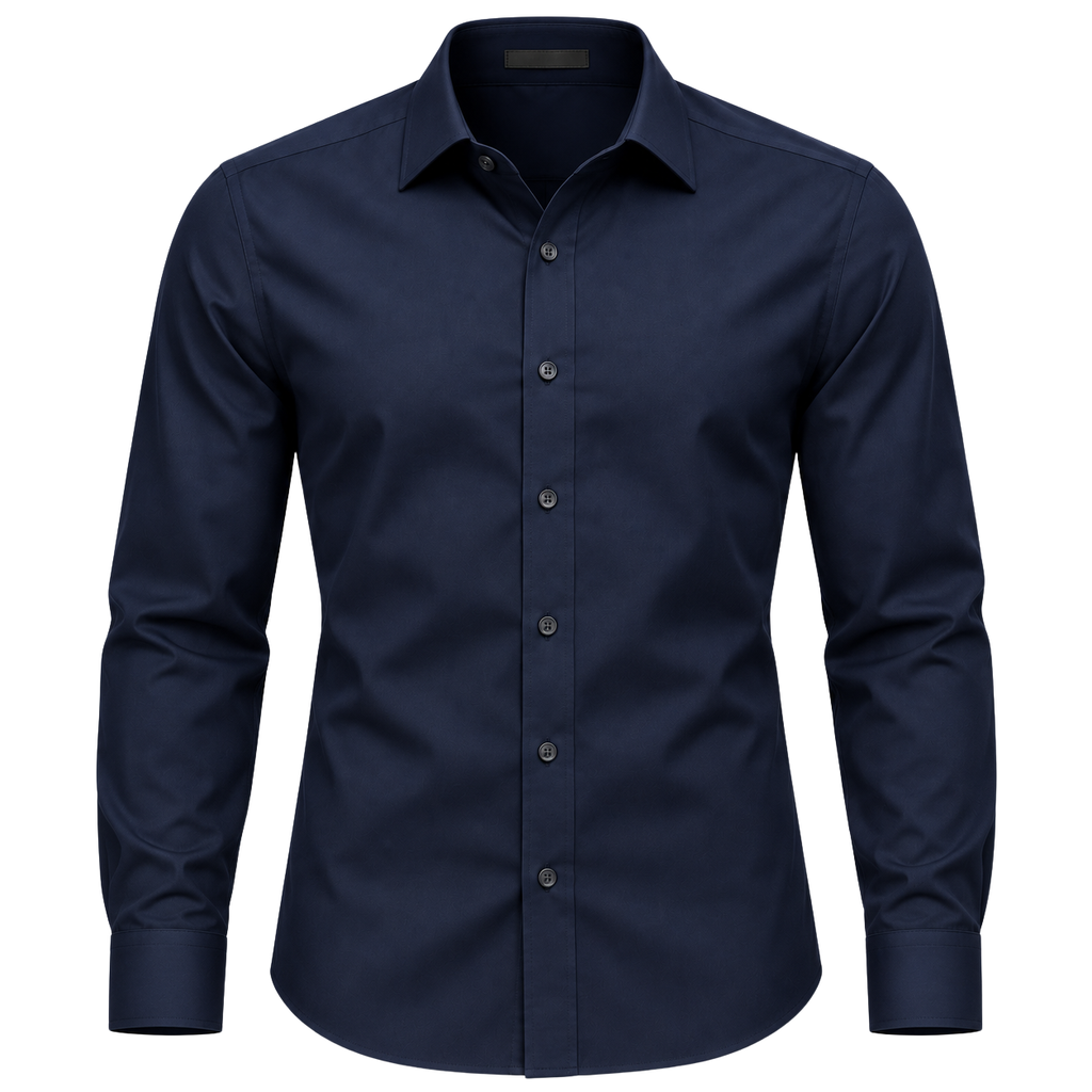 Navy Blue Tailored Cotton Shirt | Klonnor Mounther