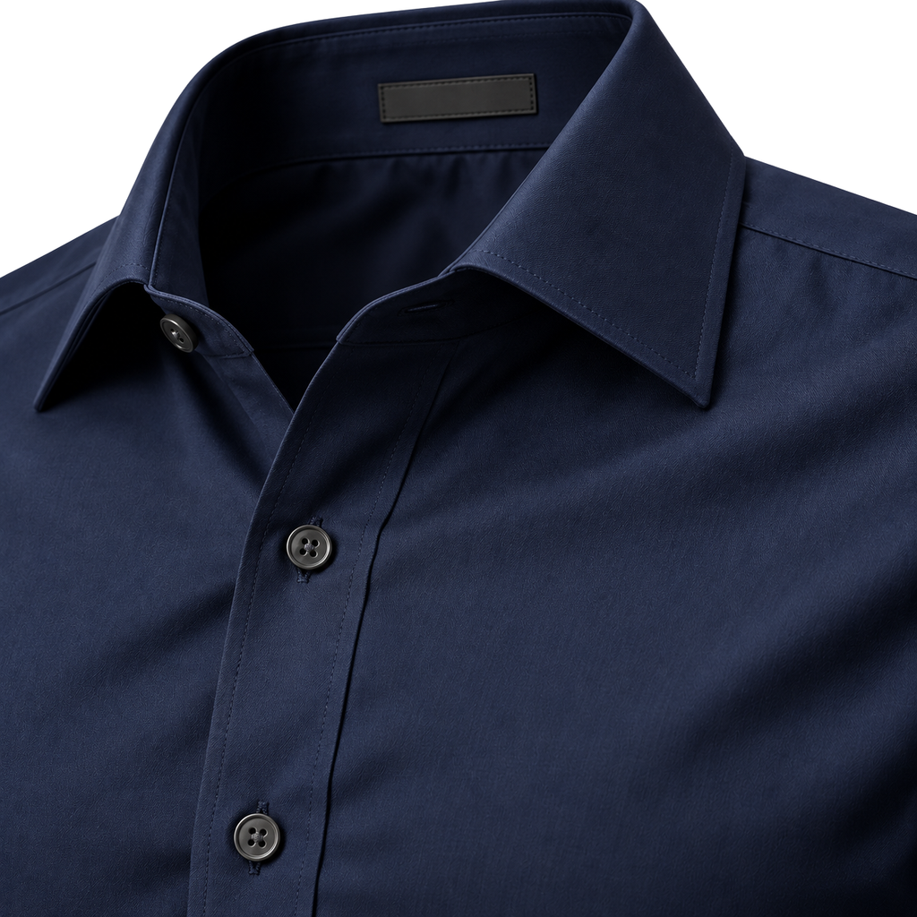 Navy Blue Tailored Cotton Shirt | Klonnor Mounther